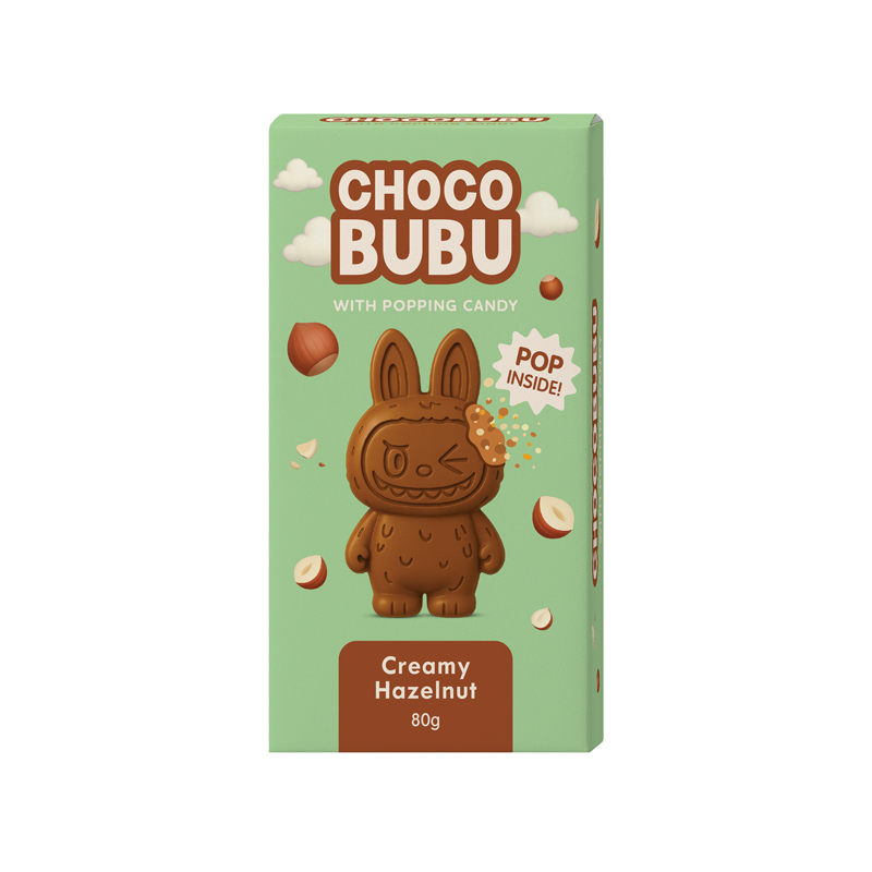 ChocoBubu Milk Chocolate with Popping Candy and Creamy Hazelnut Filling 80g